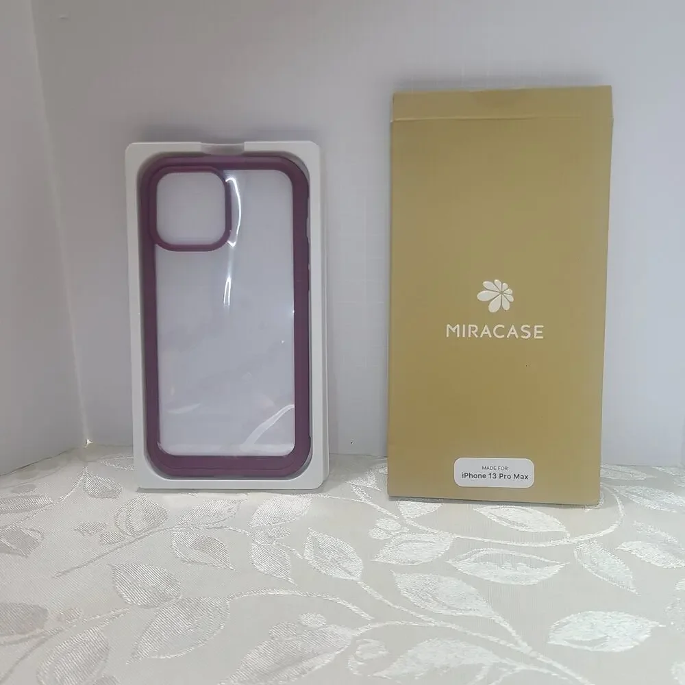 iPhone 13 Pro Max Glass Case Wine Red 360 Protection Miracase